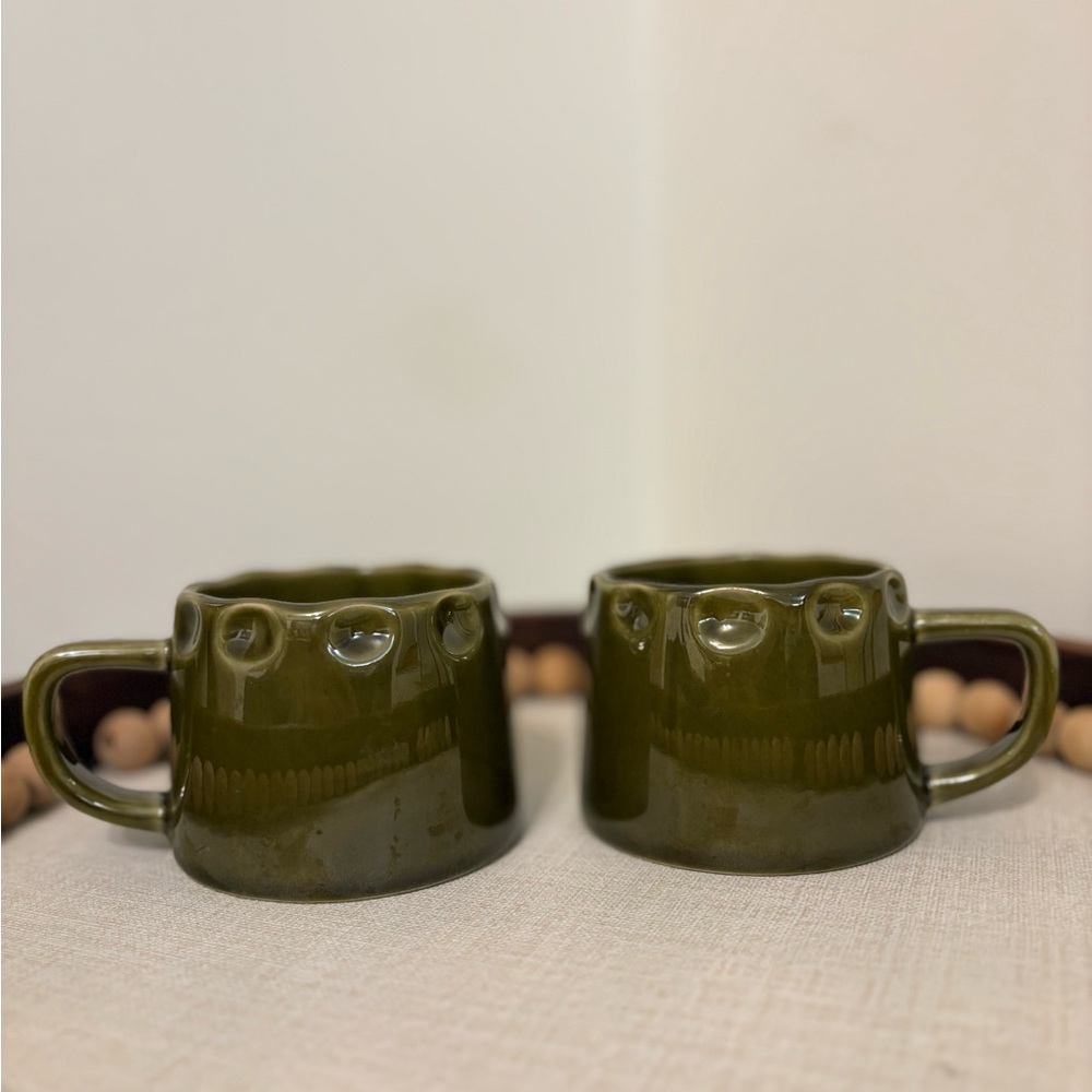 10-Ounce Carved Edge Ceramic Mug Green - Hearth & Hand with Magnolia set of 2
